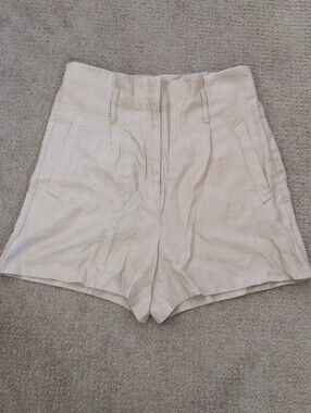 Express Women's Extreme High Rise Pleated Linen Blend Midi Length Dressy Shorts